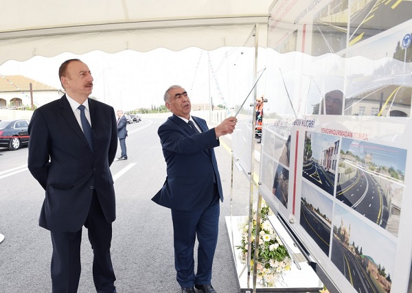 Президент Ильхам Алиев на открытии дороги Маштага-Бильгя - ФОТО